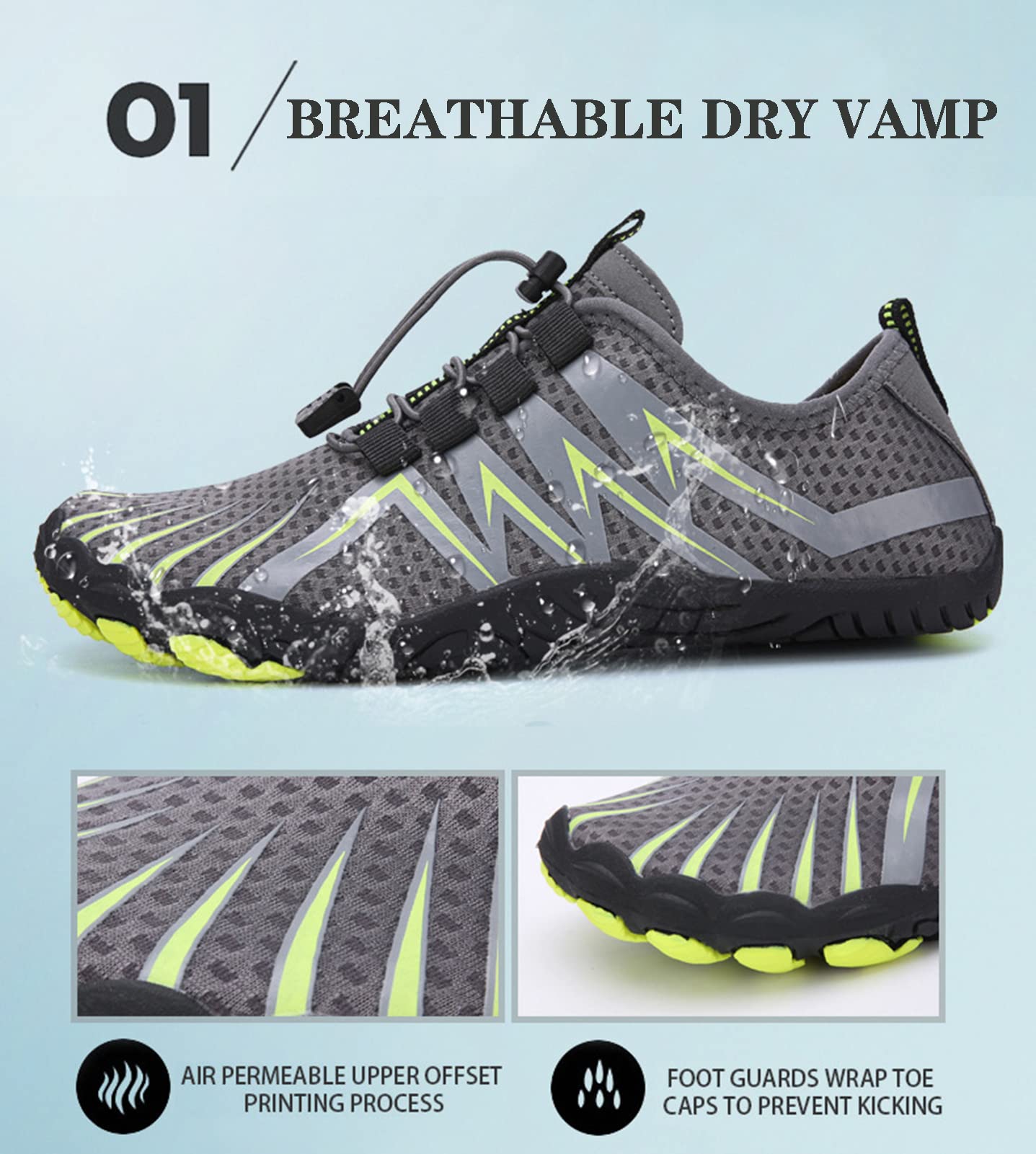 Zapatos Acuáticos Femeninos Zapatos De Baño Masculinos Zapatos De Playa Transpirables Y Ligeros Zapatos Descalzos Zapatos De Surf Deportes Acuáticos Zapatos De Playa Natación(36 EU, Green)