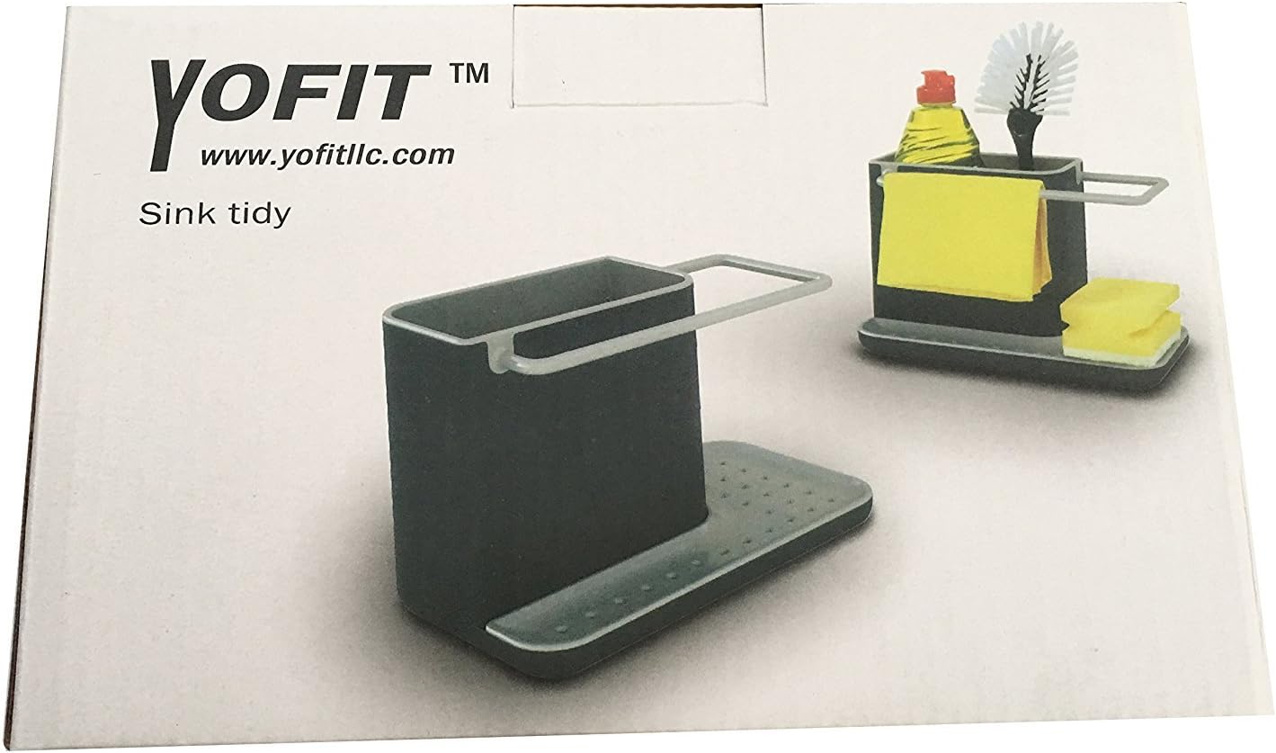 YOFIT Kitchen Soap and Sponge Holder, Sink Organizer (Grey)