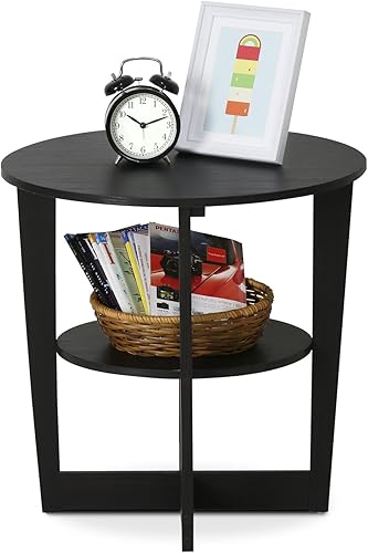 Miniatura 10 de Furinno JAYA - Mesita de noche lateral ovalada, 1 unidad, nogal Columbianegro