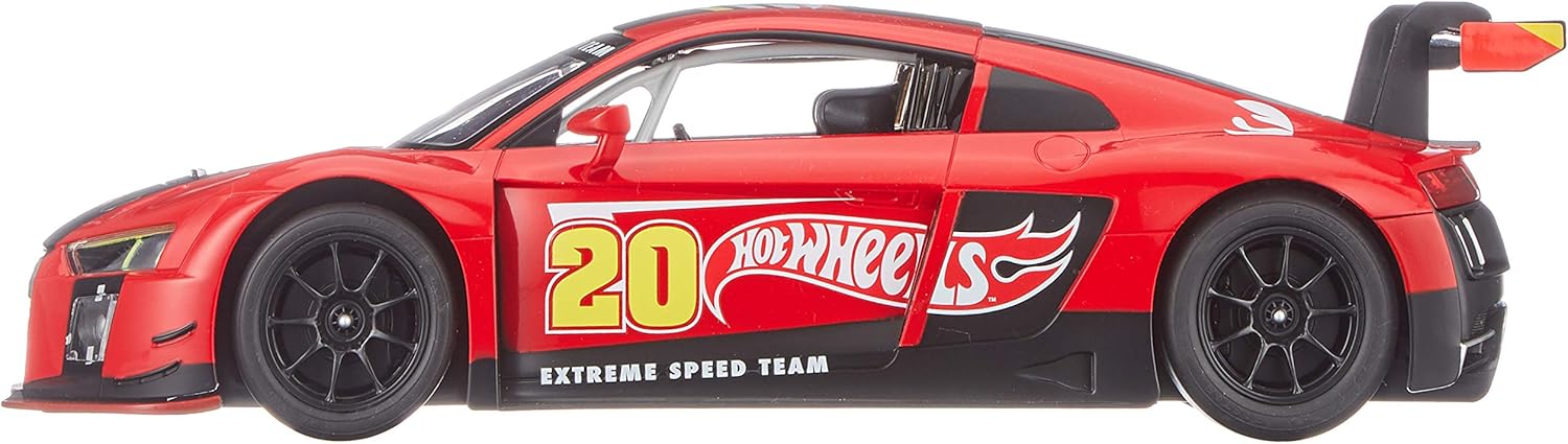 Hot Wheels 63487 1:14 Mondo Motors-Radio Control Audi R8 LMS-63487, Red/Yellow/Black