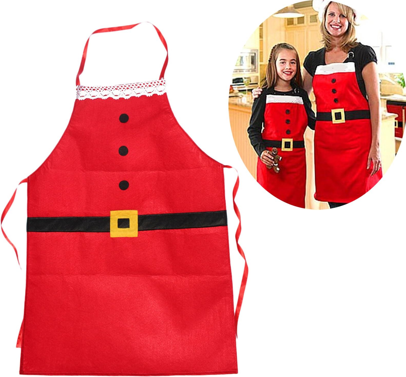 Aoklea(R) Warm-life Christmas Kitchen Bar Decor Santa Claus Red Non-woven Xmas Family Party Aprons
