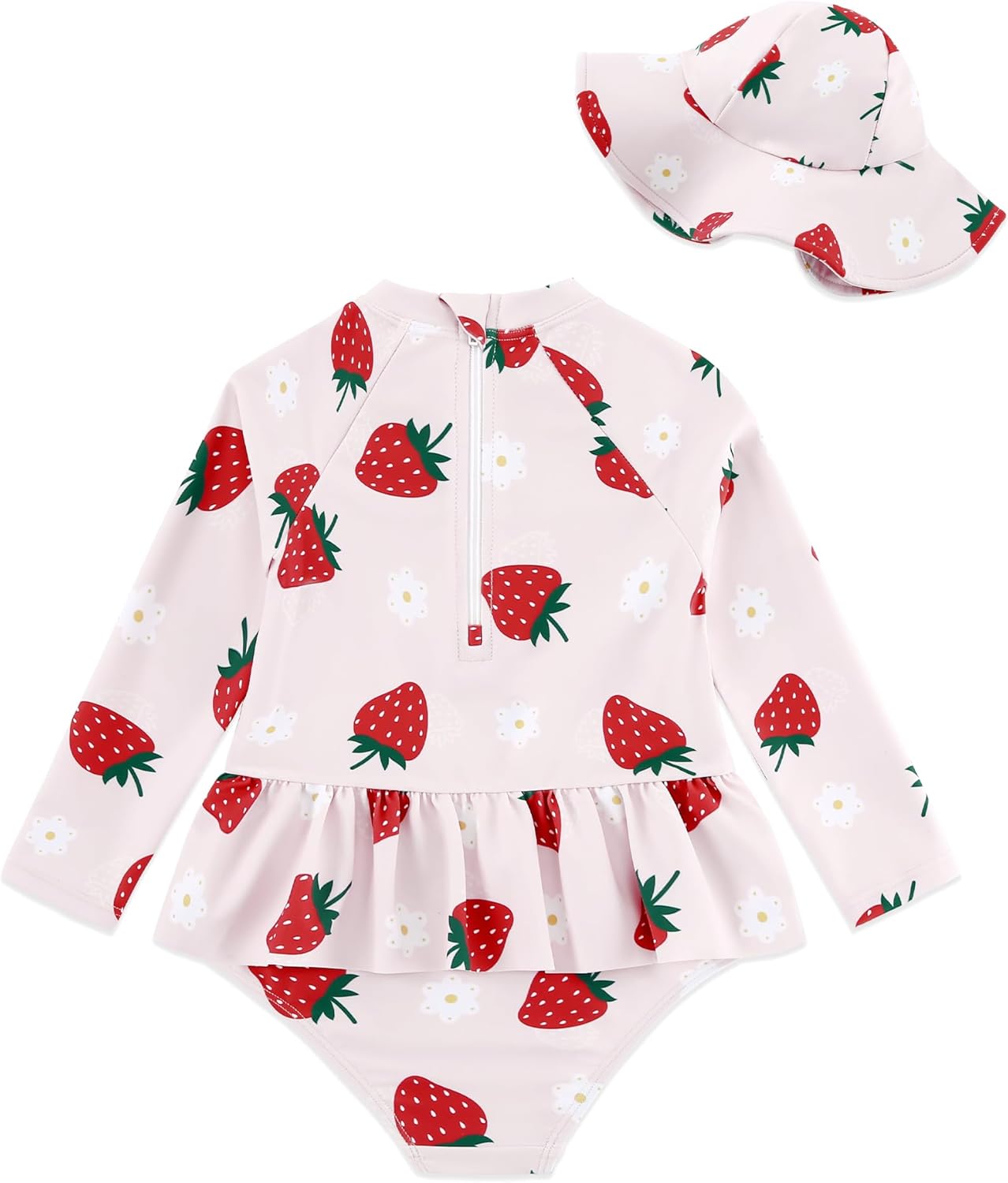 Redair Toddler Girls One Piece Swimsuit Long Sleeve Bathing Suit with Hat UPF 50+ Sun Protection 1-5T - Image 5