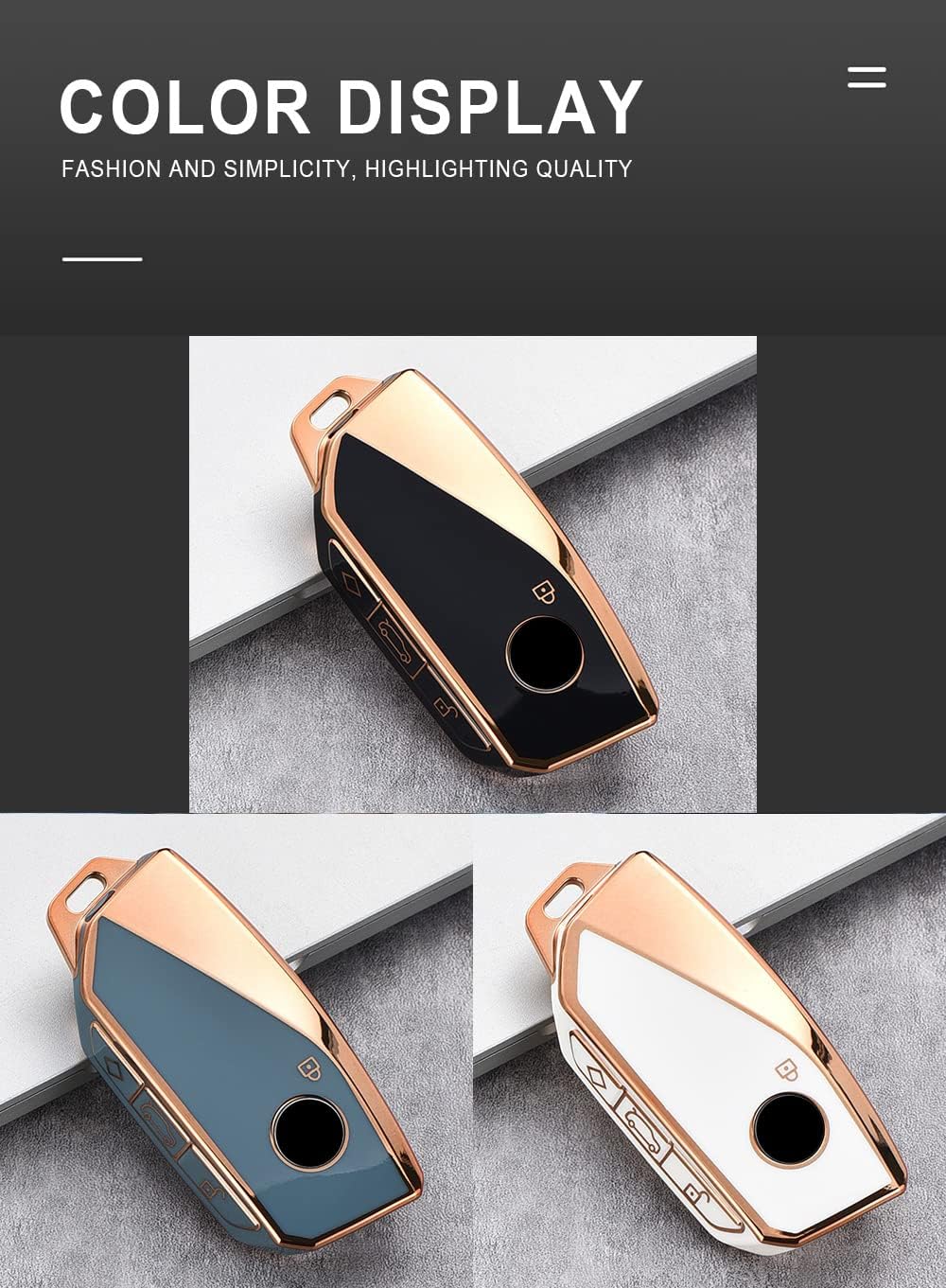 KUNIO Car Key Fob Cover Fit for BMW Energy Ix I7 X7 7 Series Key Protective Cover Keychain TPU Key Holder 4 Buttons