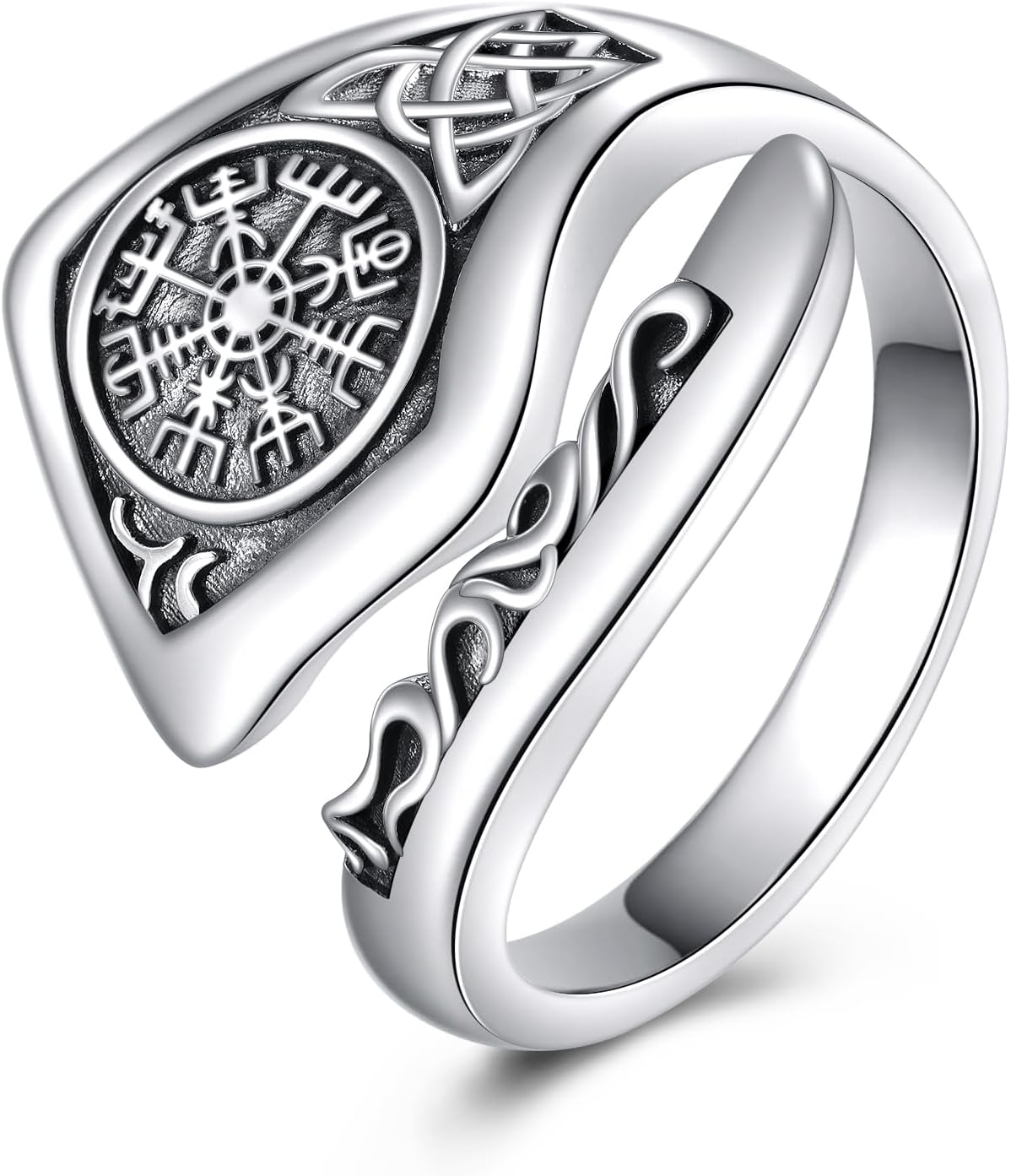 Sterling Silver Spoon Ring Vintage Norse Thumb Rings Boho Adjustable Open Pirate Ring Jewelry Gifts for Women Men