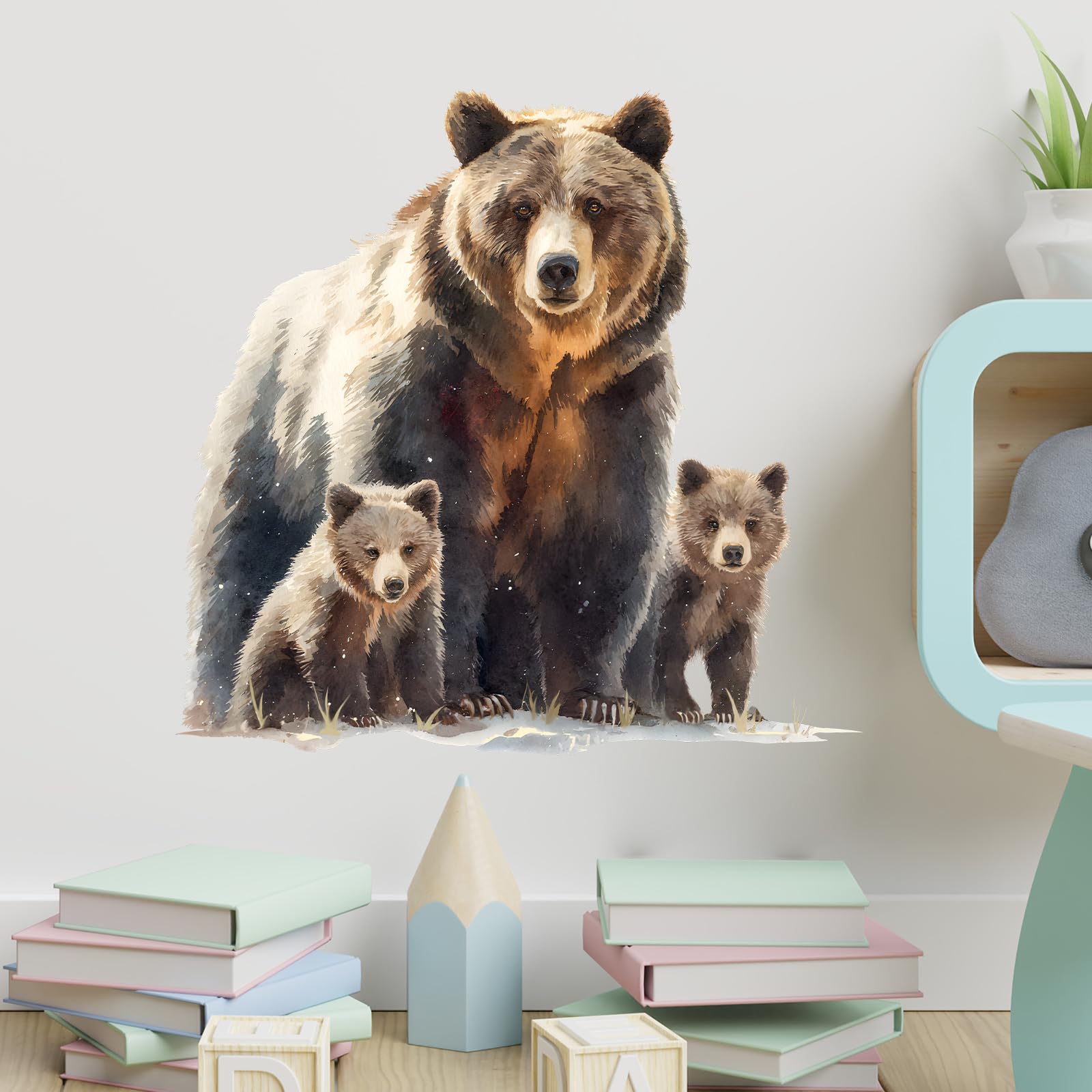 Stickers muraux ours en vinyle amovible pour chambre enfant et salle de jeux
