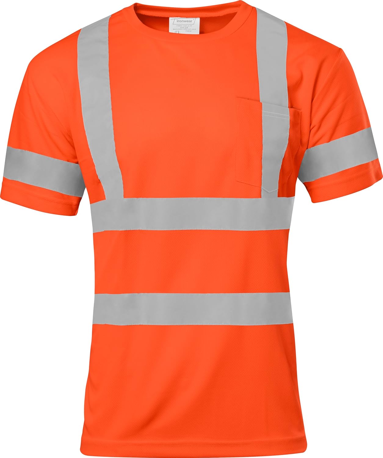 Ironwear 1201 Hi-Vis T-Shirt ANSI Class 3 Reflective Safety Short Long Sleeve High Visibility Crew Neck Shirt