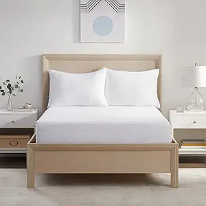 Serta Power Chill Queen Size Waterproof Mattress Cover, Soft and Breathable Cooling Mattress Protector, 15" Elastic Deep Pocket for Secure Fit, White