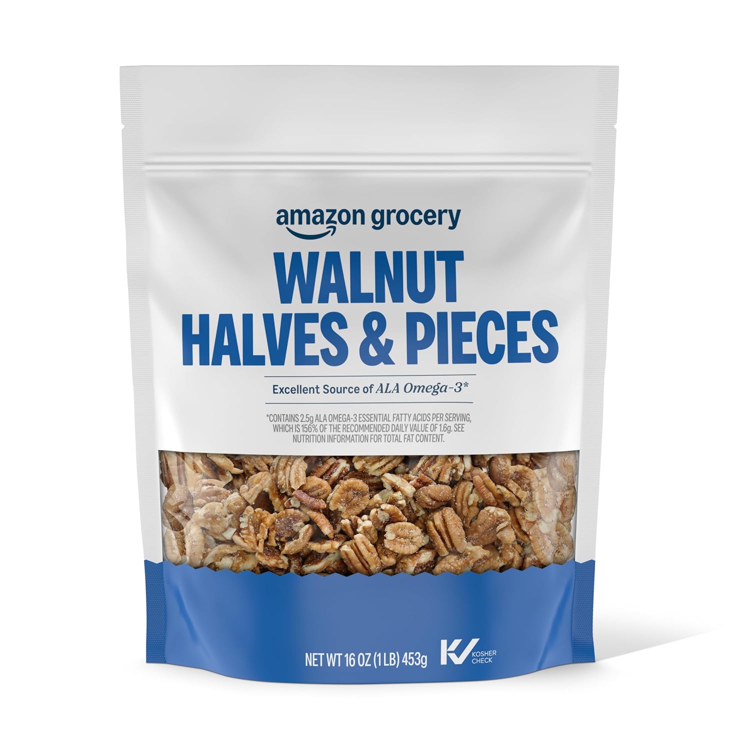 Amazon Grocery, Walnut Halves & Pieces, 16 Oz