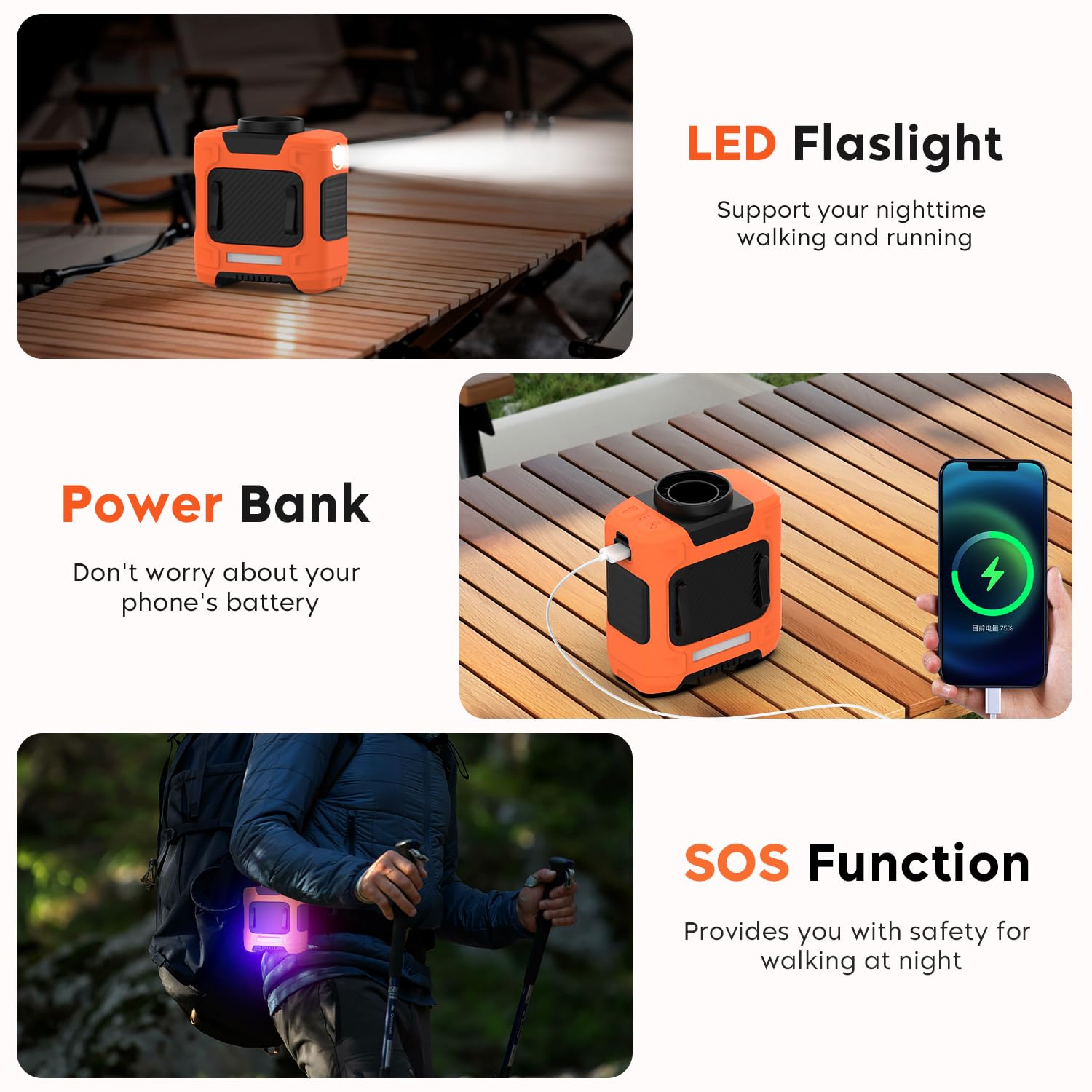 Ventilatore portatile 2024 da 10000 mAh, ricaricabile, con clip in vita, 15500 giri/min, con orario di lavoro massimo di 12 ore, regolazione a 3 velocità con torcia a LED, adatto per cantieri