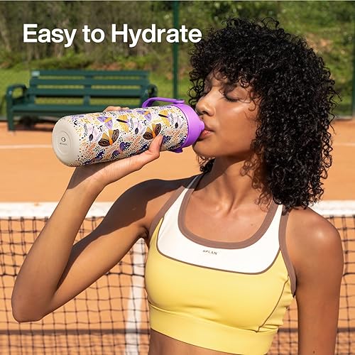 Miniatura 157 de ENCOOL Botella de agua aislada con popote, de acero inoxidable, a prueba de fugas, sin BPA, al vacío de doble pared que se mantiene fría durante 24