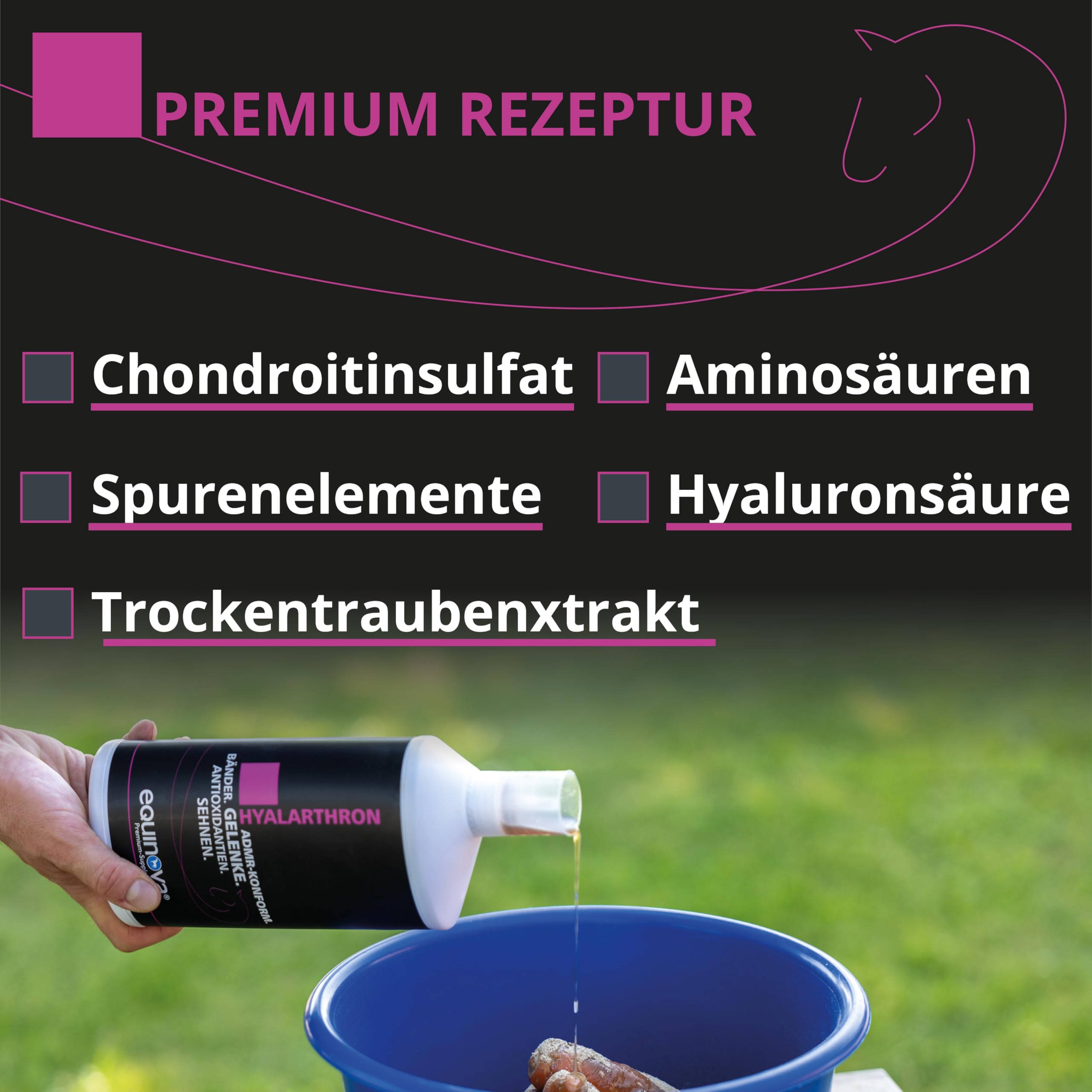 HYALATHRON Liquid 1l – ADMR-konform - Bewegungsapparat – Hyaluronsäure, Chondroitinsulfat, Mangan – Ergänzungsfuttermittel