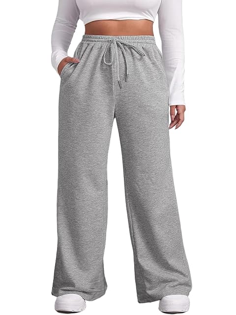 MK Shop Limited MK Shop Limited Plus Size Pants for Women Wide Leg Sweatpants Grey