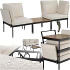 Foto di tectake® Set salotto da giardino 5in1, schienale regolabile, tavolino effetto legno, telai in alluminio, cuscini idrorepellenti, braccioli con tasca, divanetto da esterno, set salotto sedie e tavolo