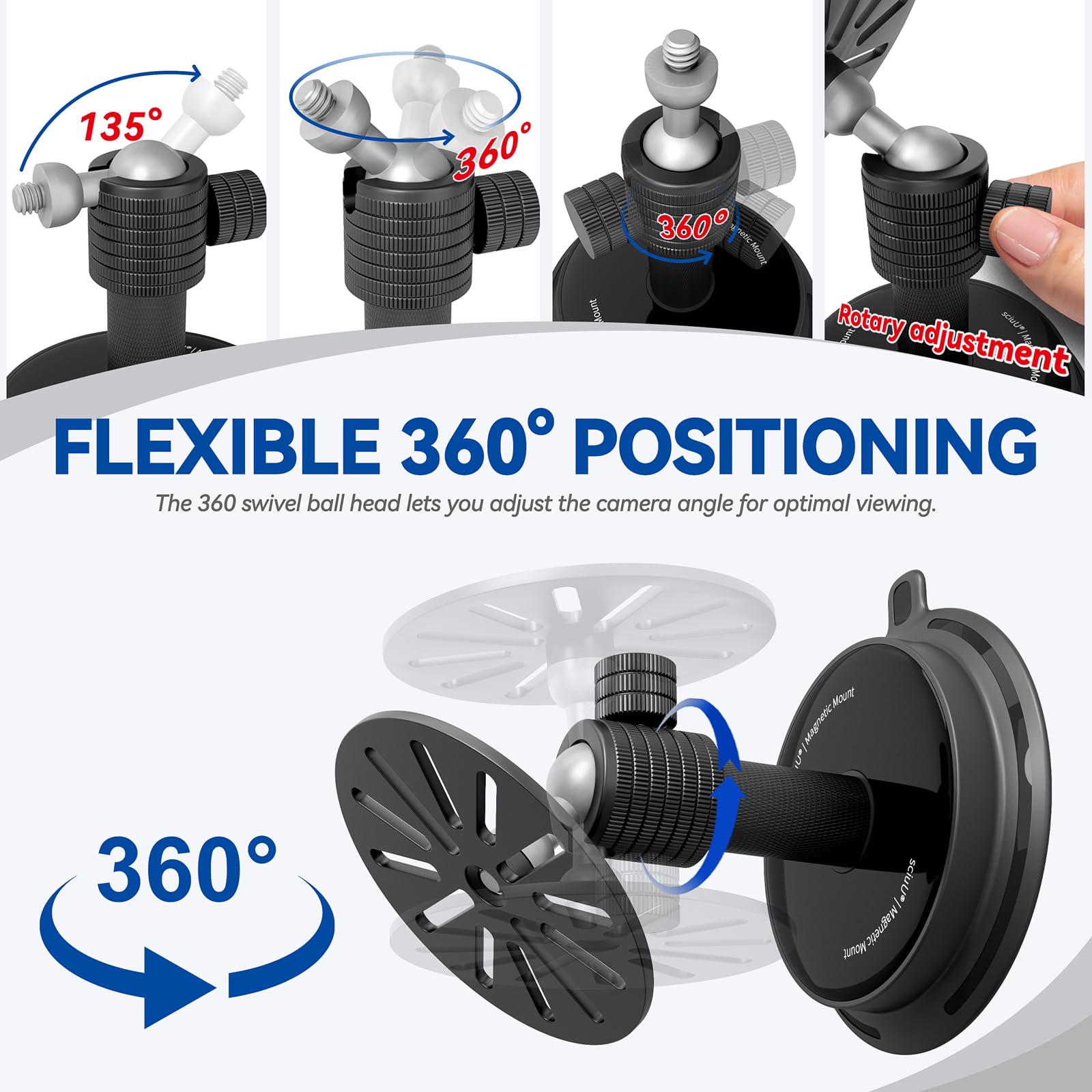 sciuU Magnetic Camera Mount, Drill-Free Base compatible with TP-Link, Blink, Wyze, eufy, Action Cameras - Image 4