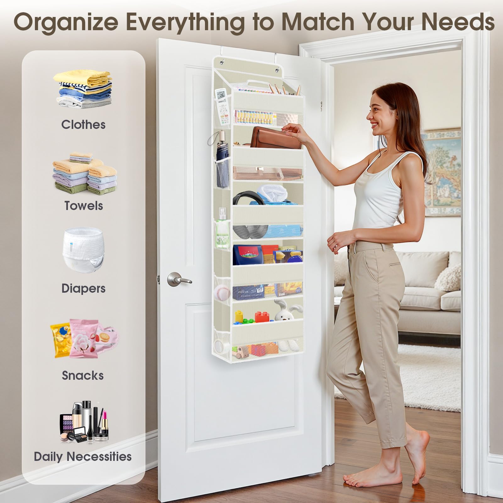 SpackHacks - Organizadores colgantes beige de 5 niveles