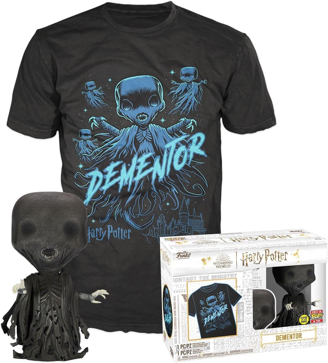 Funko POP! & Tee: Harry Potter - Dementor - Glitter - Extra Large - (XL) - T-Shirt - Clothes with Collectable Vinyl Figure - Gift Idea - Figure and Short Sleeve Top for Adults Unisex Men and Women