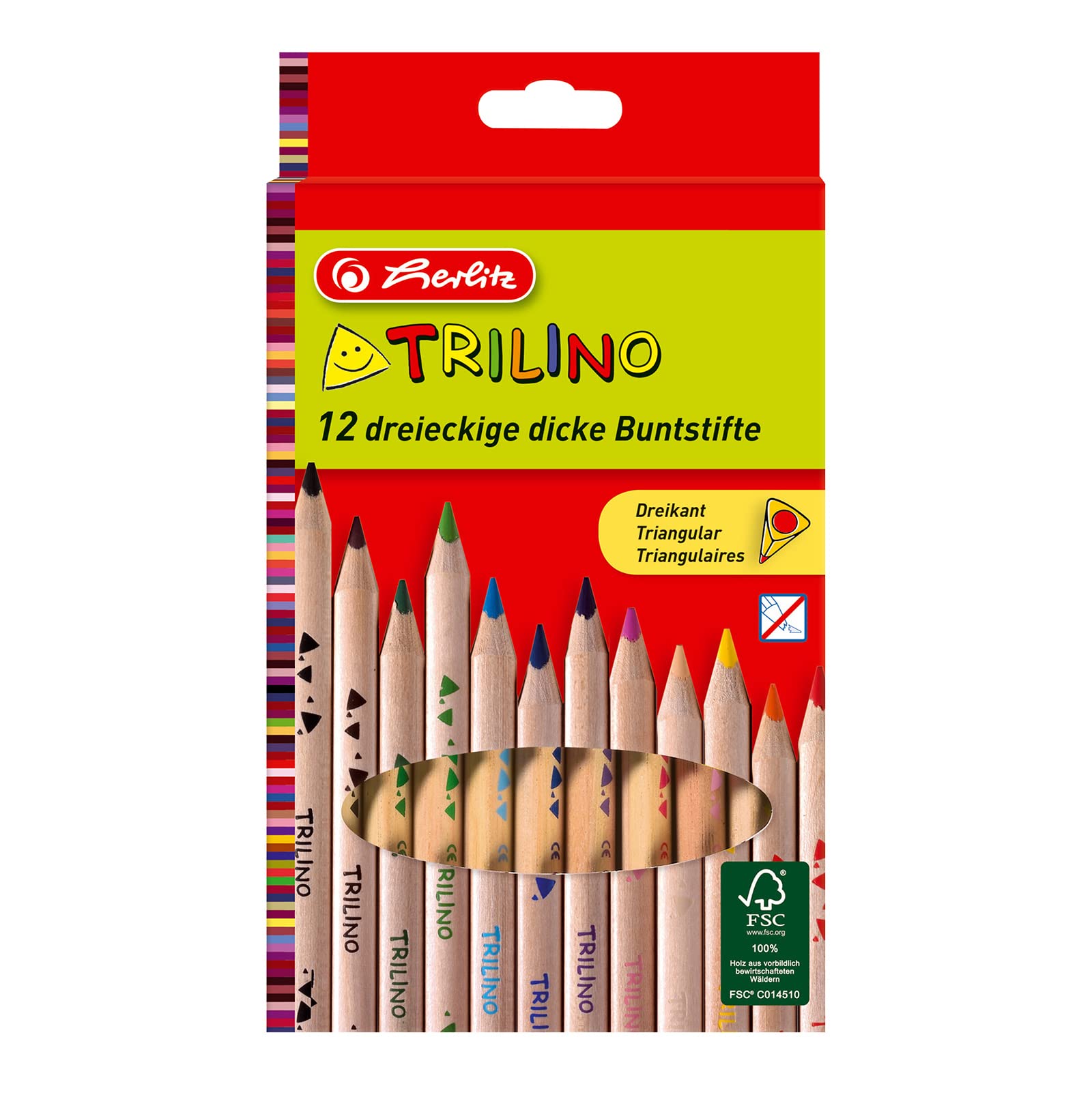 Herlitz 10412062 Trilino Buntstifte 12er Dreikantbuntstifte aus FSC Holz (5er Pack)