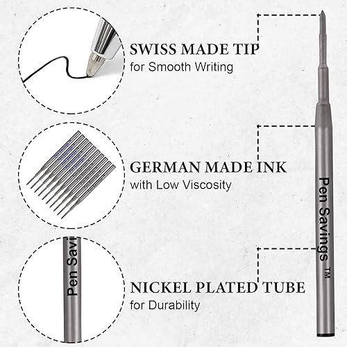 Miniatura 3 de Pen Savings - Paquete de 10 repuestos de bolígrafo compatibles con bolígrafos Montblanc Twist Style Ballpoint, punta media (paquete a granel) (azul)