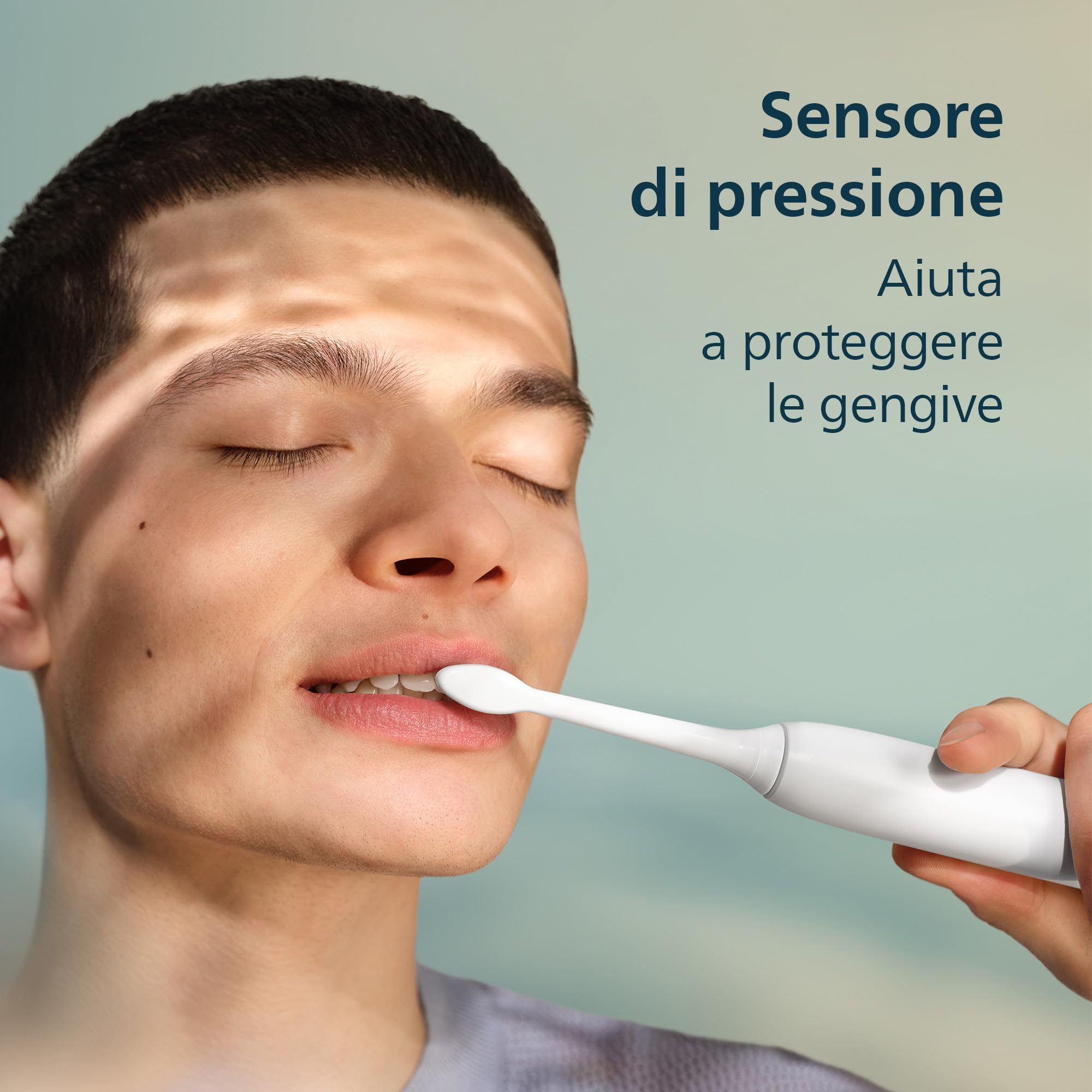 Philips Sonicare Serie 3100 - Spazzolino elettrico sonico con sensore di pressione, 3 intensità, EasyStart, SmarTimer, autonomia 14 giorni, custodia, bianco, HX4033/21, [Nuovo]