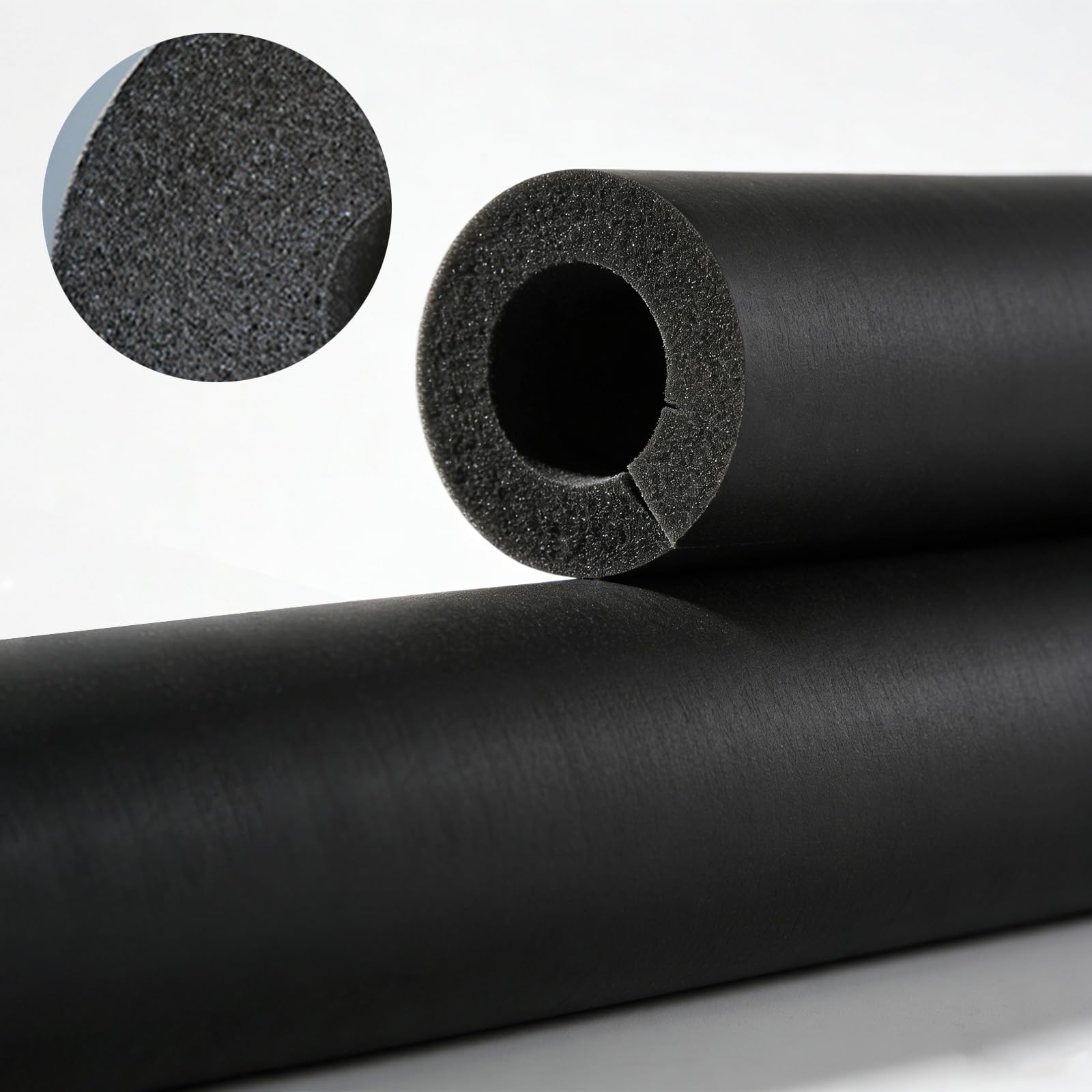 Schwarz Rohrisolierung, Offen Rohrisolierung Schaumstoff, Winter Isolierung Heizungsrohre, Geeignet für Verschiedene Rohrleitungen und Fitnessgeräte(ID76mm/2.99in*T30mm/1.18in)