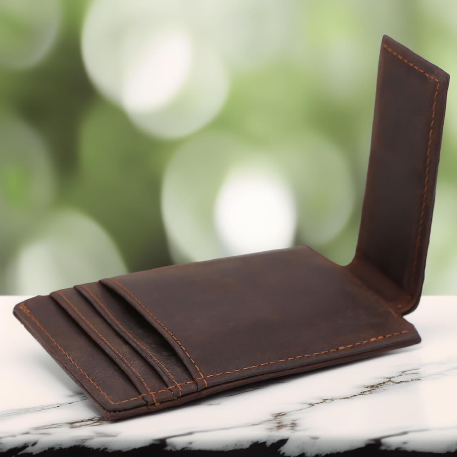 Personalized Genuine Leather Magnetic Money Clip Wallet, Christmas Gift Leather Card Holder For Father Son Grandpa, Customized Magnetic Safe Card Holder, Custom Magnetic Card Holder With Monogram - Image 9