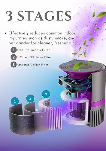 Miniatura 2 de MEGAWISE Purificador de aire actualizado EPI810 (1, gris, sin luz)