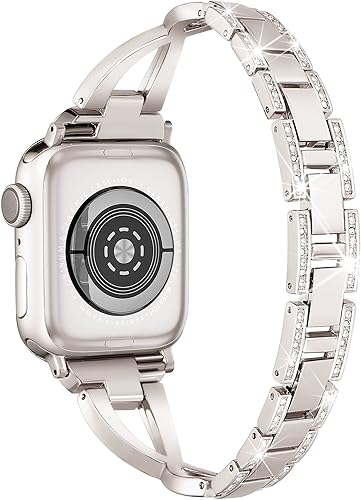 Miniatura 3 de wipalor Dressy X - Correa para Apple Watch de 1.81, 1.73, 1.77, 1.73 y 1.65 pulgadas, correa de metal brillante para mujer, correas de diseño para