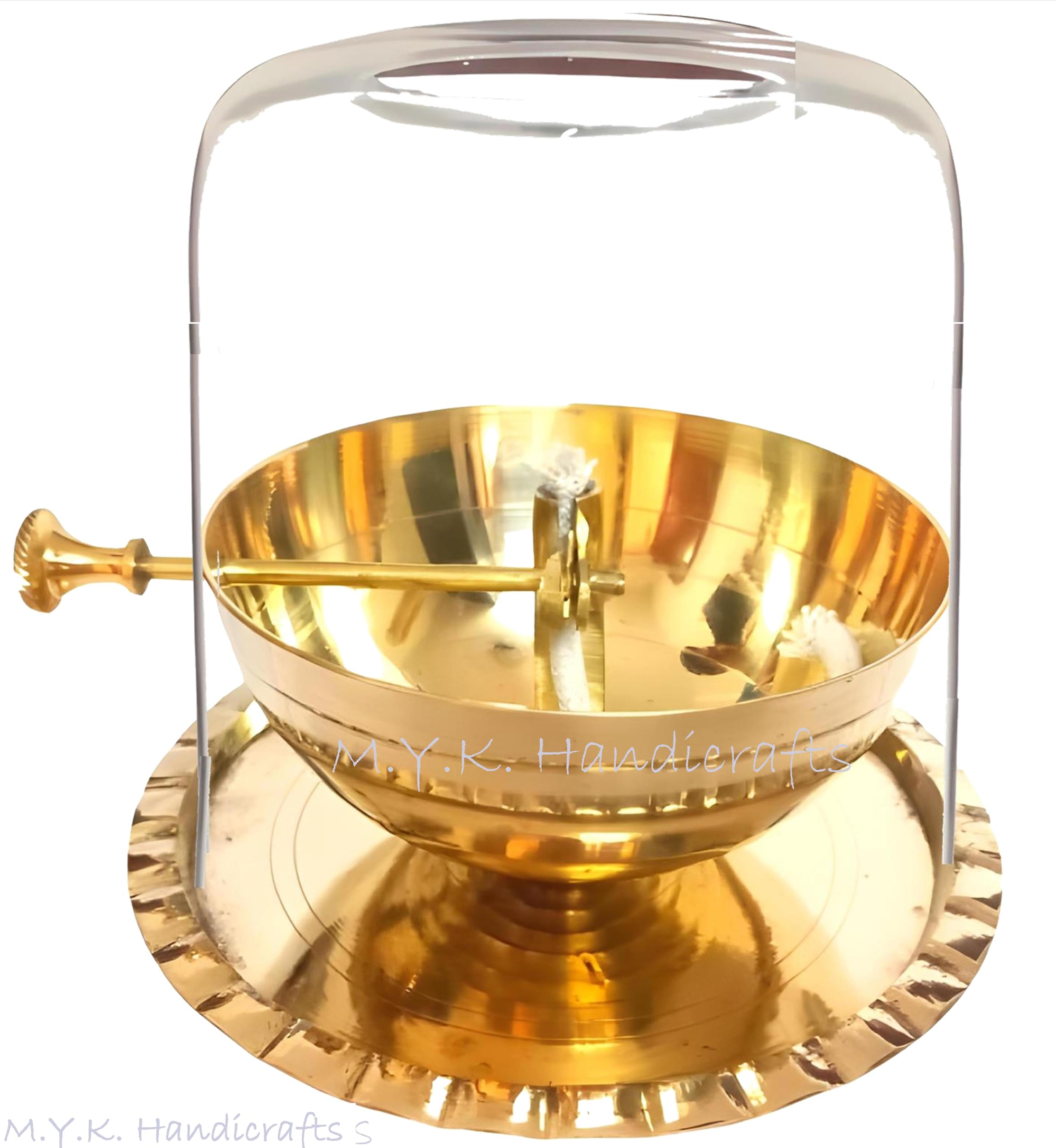 M.Y.K. Handicrafts - Brass Akhand Jyoth with Glass Chimney (7 x 6 inches) Large Size - Diya - Deep - Golden Brass Diya with Wick Lifting Screw Lever Pooja Item for Diwali, Navratri, Home Decoration. (B0DHVL6M8B) Amazon Price History, Amazon Price Tracker