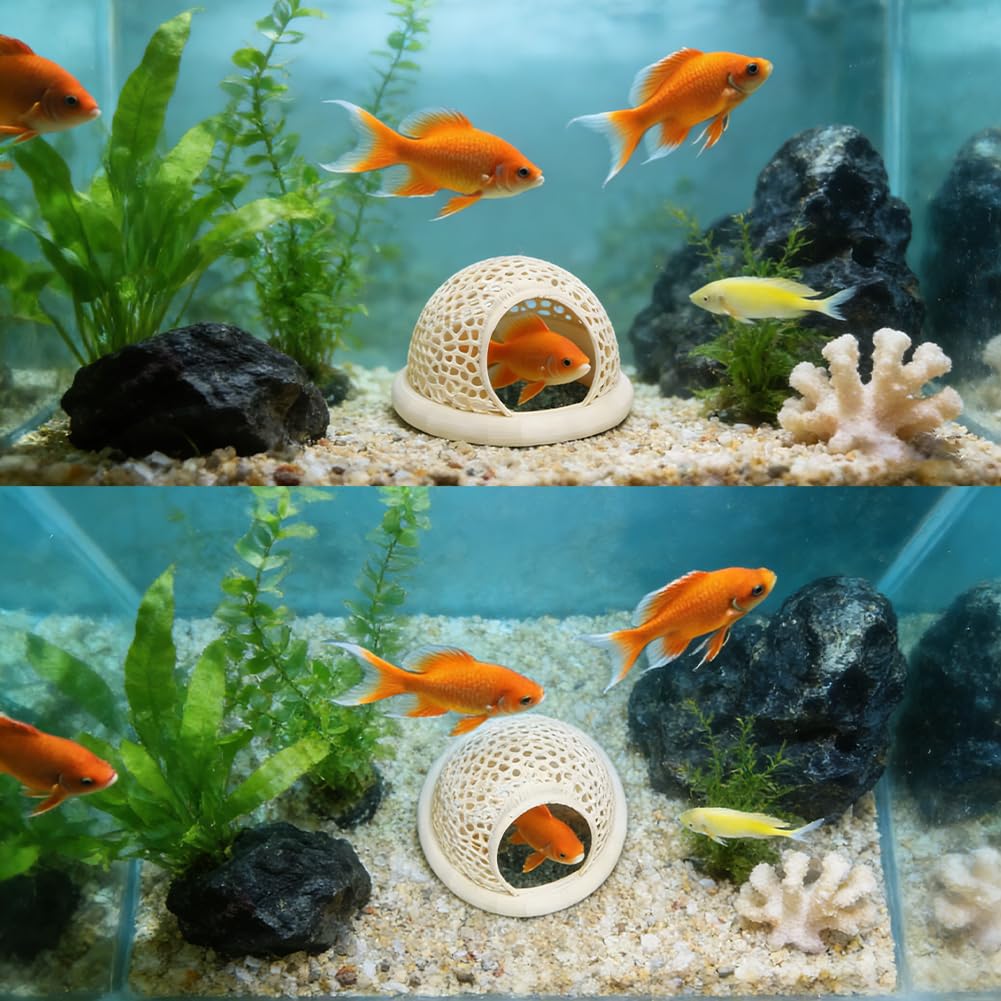 FARYODI 2 túneles para cuevas de acuario, decoración flotante transparente para peces y camarones, escondite para peces luchadores, otros pequeños habitantes de acuarios — view 4