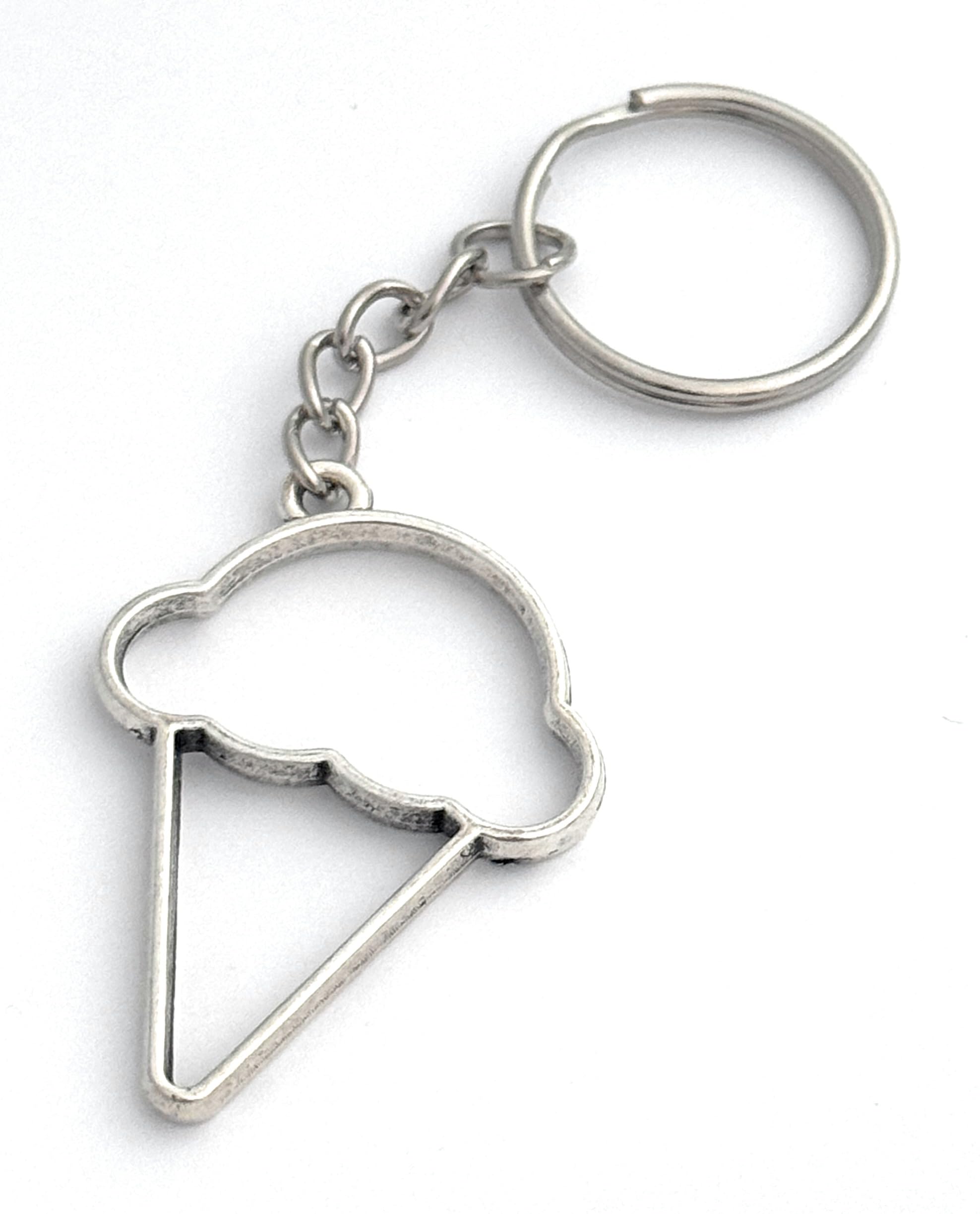 Fizzybutton Gifts Unisex Silver Ice Cream Charm Keyring Key Ring With Tone Keychain
