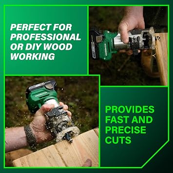 Metabo HPT 18V Cordless Trim Router, Variable Speed 10,000-30,000 RPM, Lightweight Router Design, 1/4-Inch and 3/8-Inch Collets, LED Work Light, Soft Start & Quick Brake, Tool Body Only, M1808DAQ4