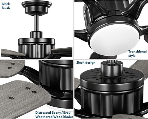 Miniatura 3 de Progress Lighting Claret Collection - Ventilador de techo de transición LED reversible con motor de CC de 54 pulgadas, color ébano/gris envejecido,