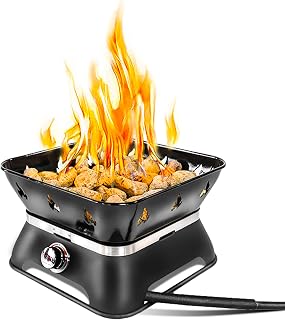 Outland Living Firecube 805: 14" Portable Smokeless Propane Fire Pit with Carry Kit, Lava Rocks, 58,000 BTU - Black