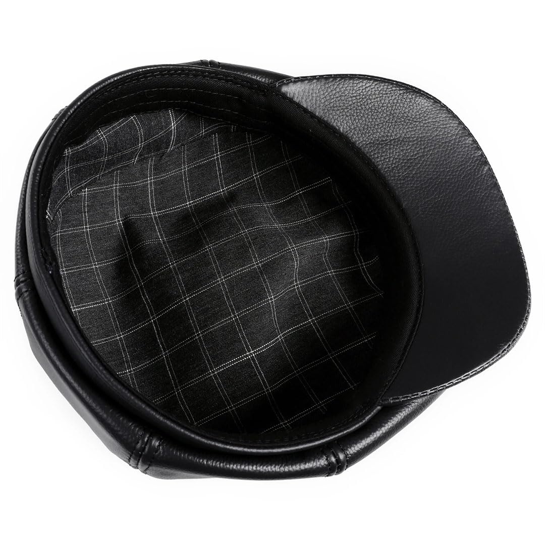 Newsboy - Gorra plana para hombre, 100% piel de vacuno auténtica de primera calidad, gorra de golf