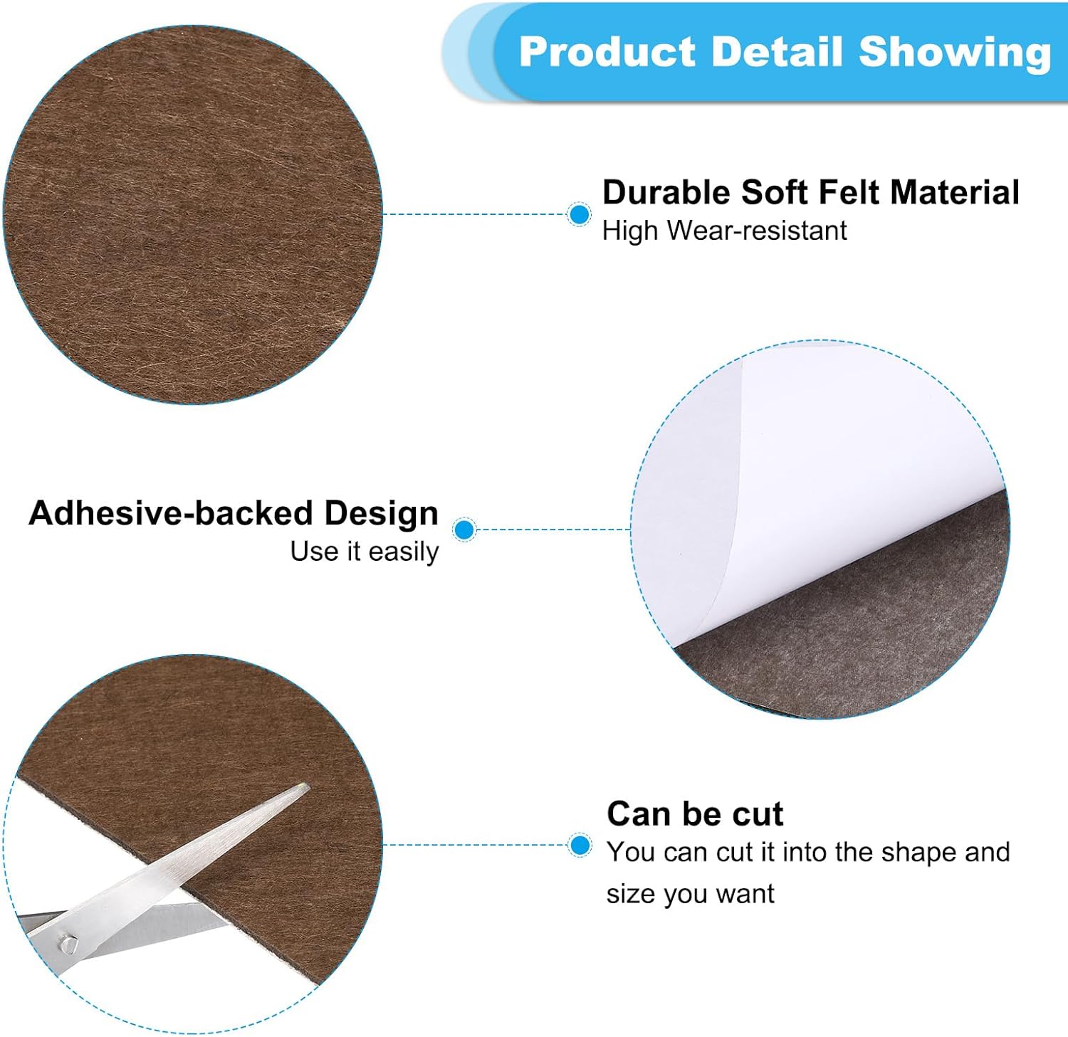 4x4 Inch Lamp Base Felt, 5Pack 2mm Thickness Square Felt Furniture Pad Soft Adhesive Non-Slip Anti-Scratch Backed Felt for Lamp Furniture DIY Craft, Coffee