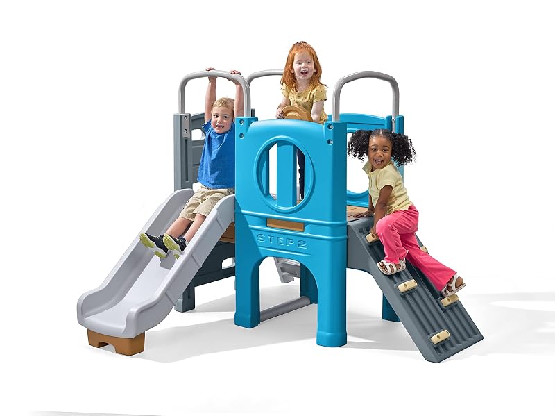 Step2 Scout & Slide Climber, Kids Outdoor Playset, Backyard Playground Set, Slide, Climbing Wall, Tunnel, Outside Vintage Style Jungle Gym, for Toddlers 2-6 Years Old