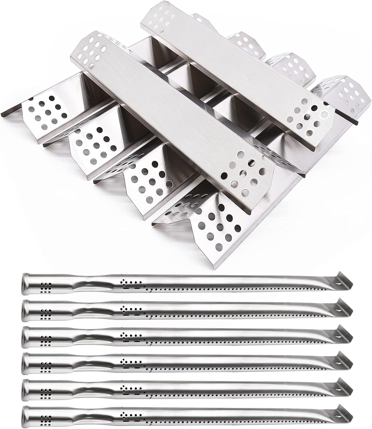 Adviace Repair Kit Compatible with Nexgrill 720-0896B 720-0896C 720-0896E 720-0882A 720-0896 720-0925 Grills, Grill Burner Tubes & Flame Tamers Heat Shields Replacement (6 Pack)