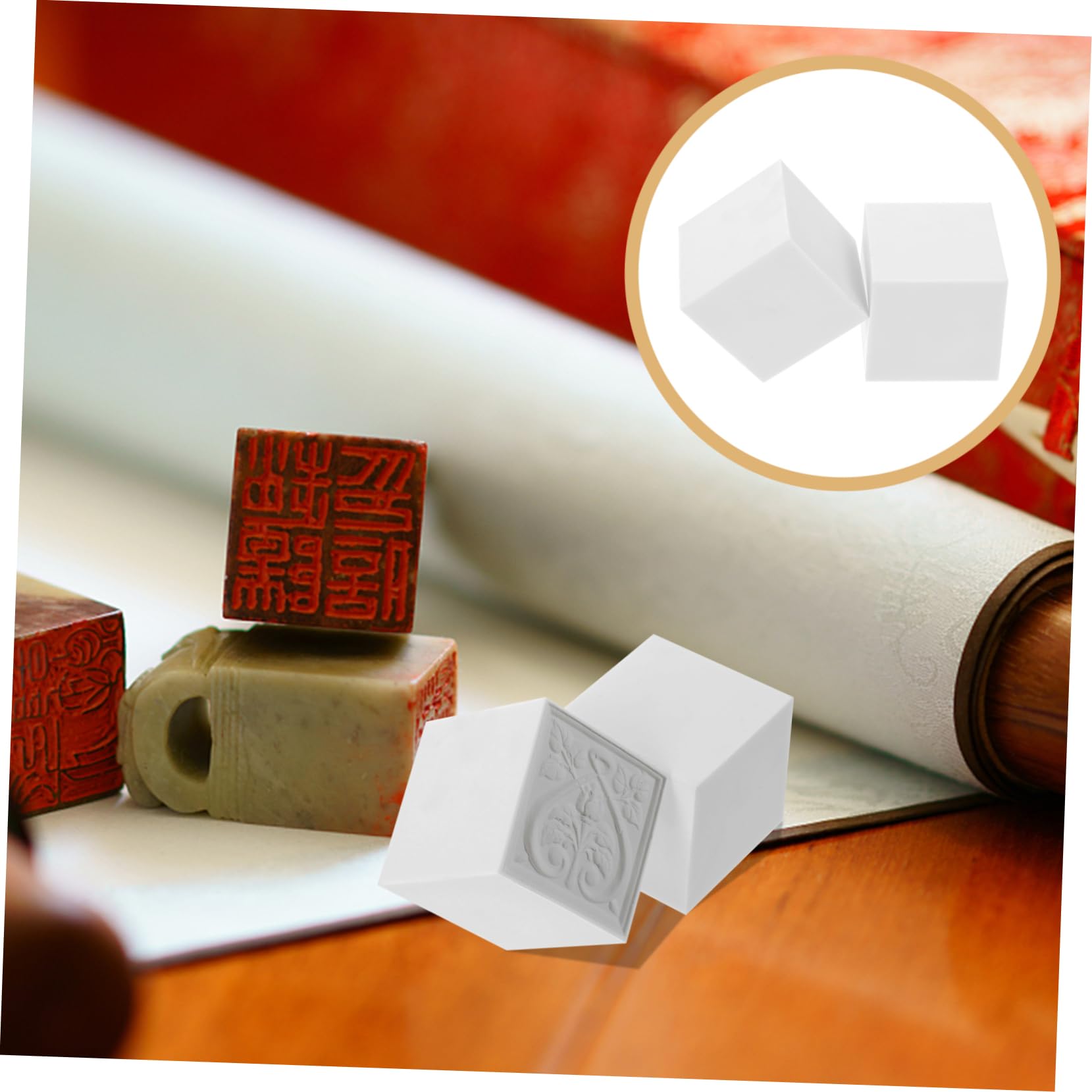 HOMSFOU 2Pcs Rubber Carving Blocks Special DIY Rubber Stamp Supplies for Crafting Bright Color for Art Projects Scrapbooking and Engraving