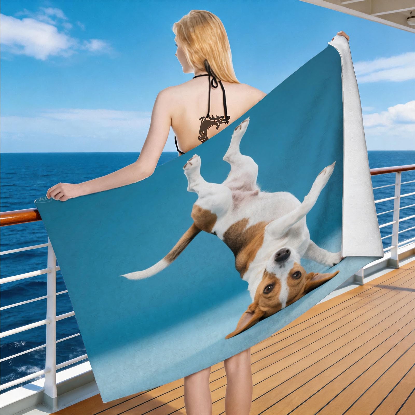 Hongduo Microfiber Quick Dry Beach Towel Beagle, 3D Pet Themed Beach Towels Absorbent Fast Drying Bath Towels, Travel Camping Gym Swimming Bathroom (70x150cm)