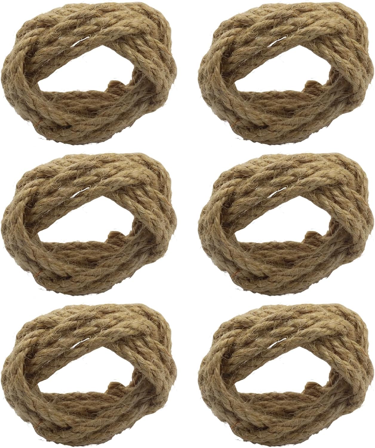 6 Pack 1.3 Inch Burlap Napkin Rings, Brown Jute Woven