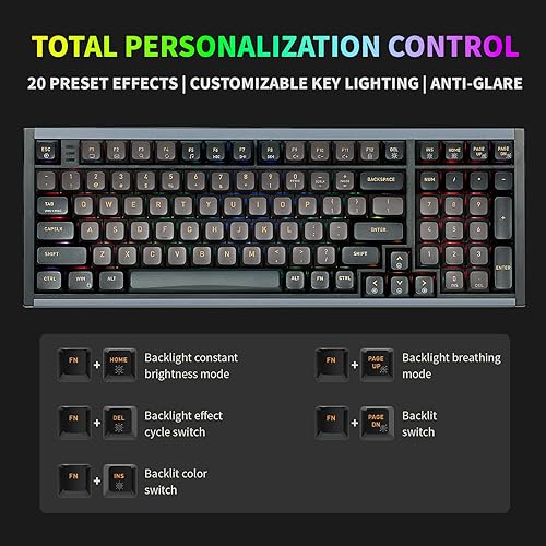 Miniatura 7 de Hexgears Teclado para juegos de aluminio I4 USB-C, teclado mecánico con almohadilla numérica, interruptor rojo Kailh, retroiluminación RGB, teclas