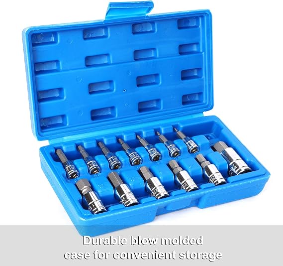 CASOMAN Hex Bit Socket Set, 13PCS Metric 2mm-14mm, Alan Key Set, Cr-V&S2