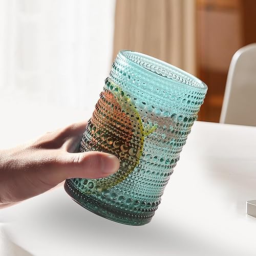 Miniatura 4 de Juego de 4 vasos para beber Hobnail de 15 onzas, vasos vintage de Júpiter para beber, cristalería antigua en relieve para cerveza, agua, jugo,