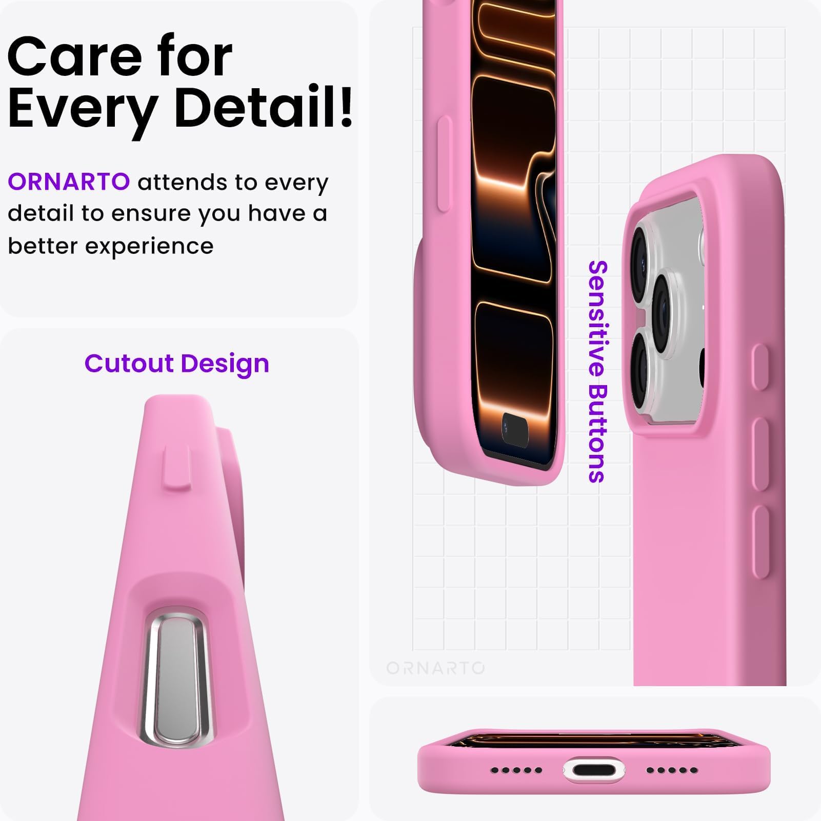 Amazon.com: ORNARTO for iPhone 17 Pro Case 6.3