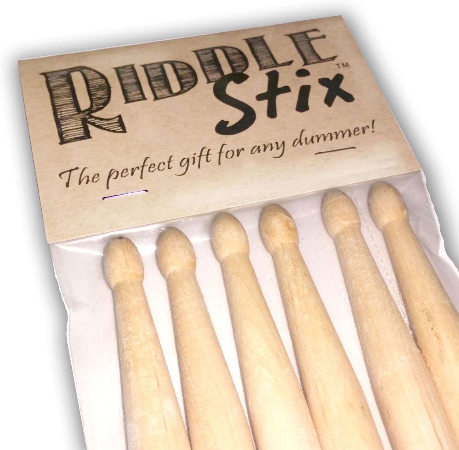 Riddle Stix - Maple - 5A - 3 Pair - PERFECT Gag Gift for Drummers. Jokes About Drummers