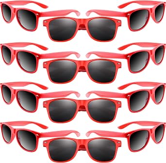MIAHART 12 Pack Kids Party Sunglasses Bulk Summer Party Favors Retro Glasses for Boys and Girls Birthday Party Supplies, Red