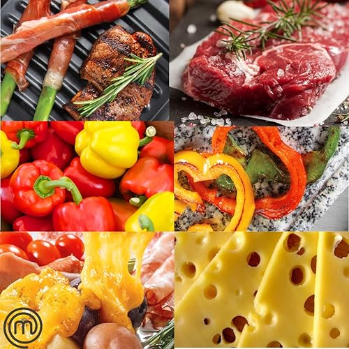 Miniatura 4 de MasterChef Parrilla eléctrica de mesa Raclette con placa antiadherente y piedra de cocina, cocina de mesa para 8 personas para interiores, sin humo,