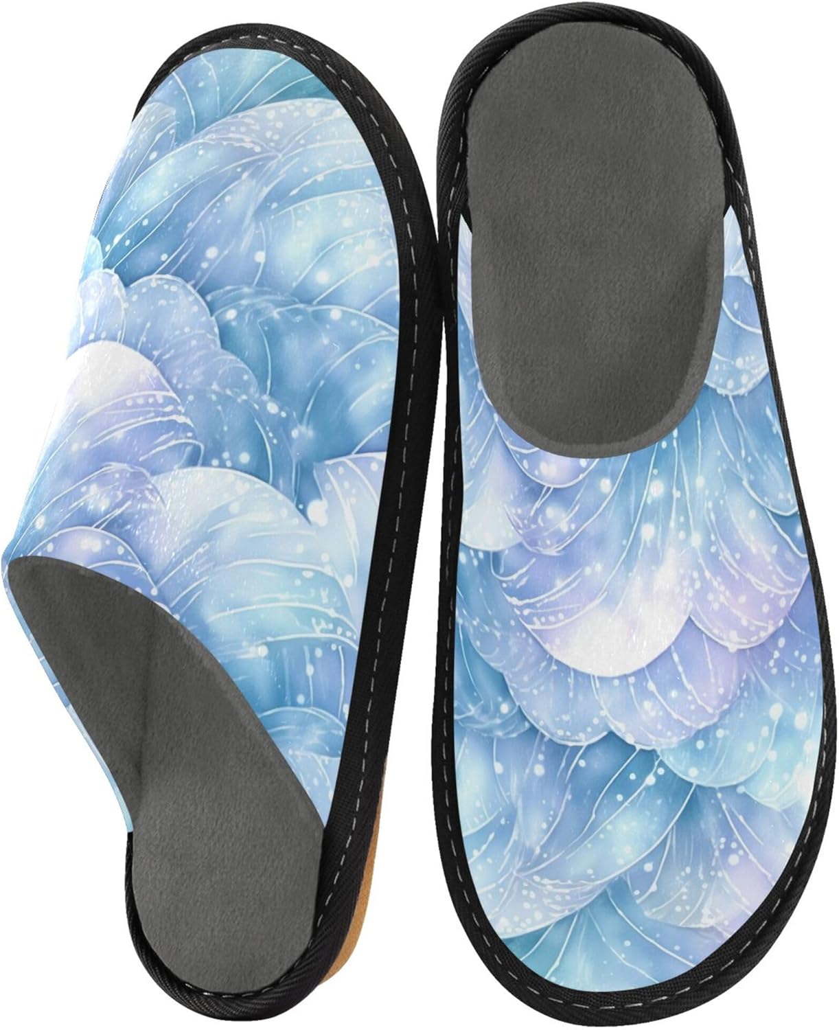 Mermaid Scale House Slippers – Cozy Fuzzy Slippers for Guests, Washable & Disposable, Perfect for Shoeless Home, Spa & Hotel Use A111717