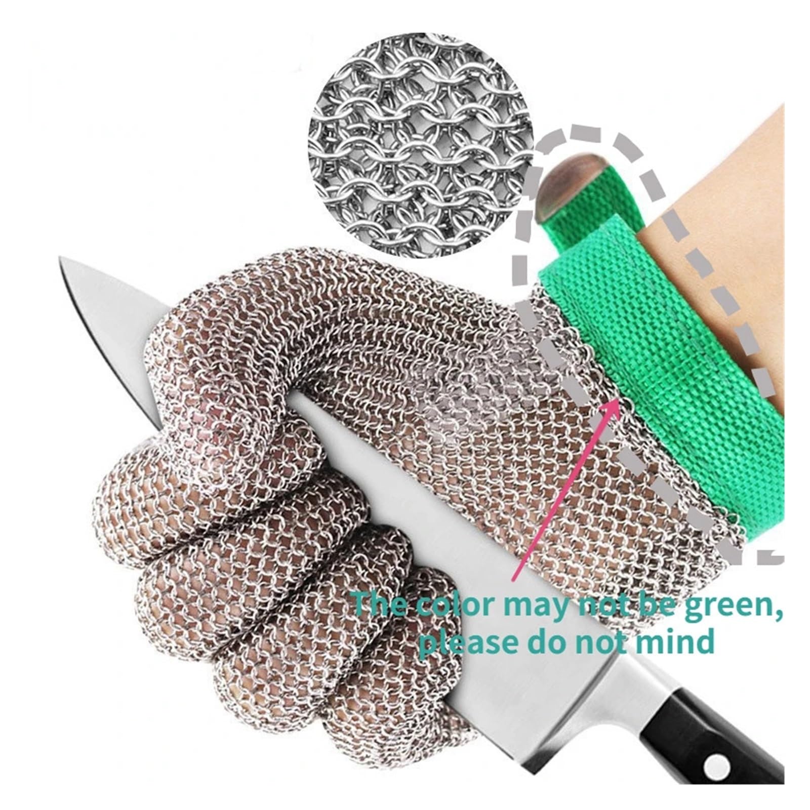 Guantes De Corte. 1 Uds. Guantes De Malla con Anillo De Acero Inoxidable, Guantes De Cocina Resistentes A Cortes Y Cuchillos, Guantes De Cocina con Protección For Manos Comodidad Adecuada(L)
