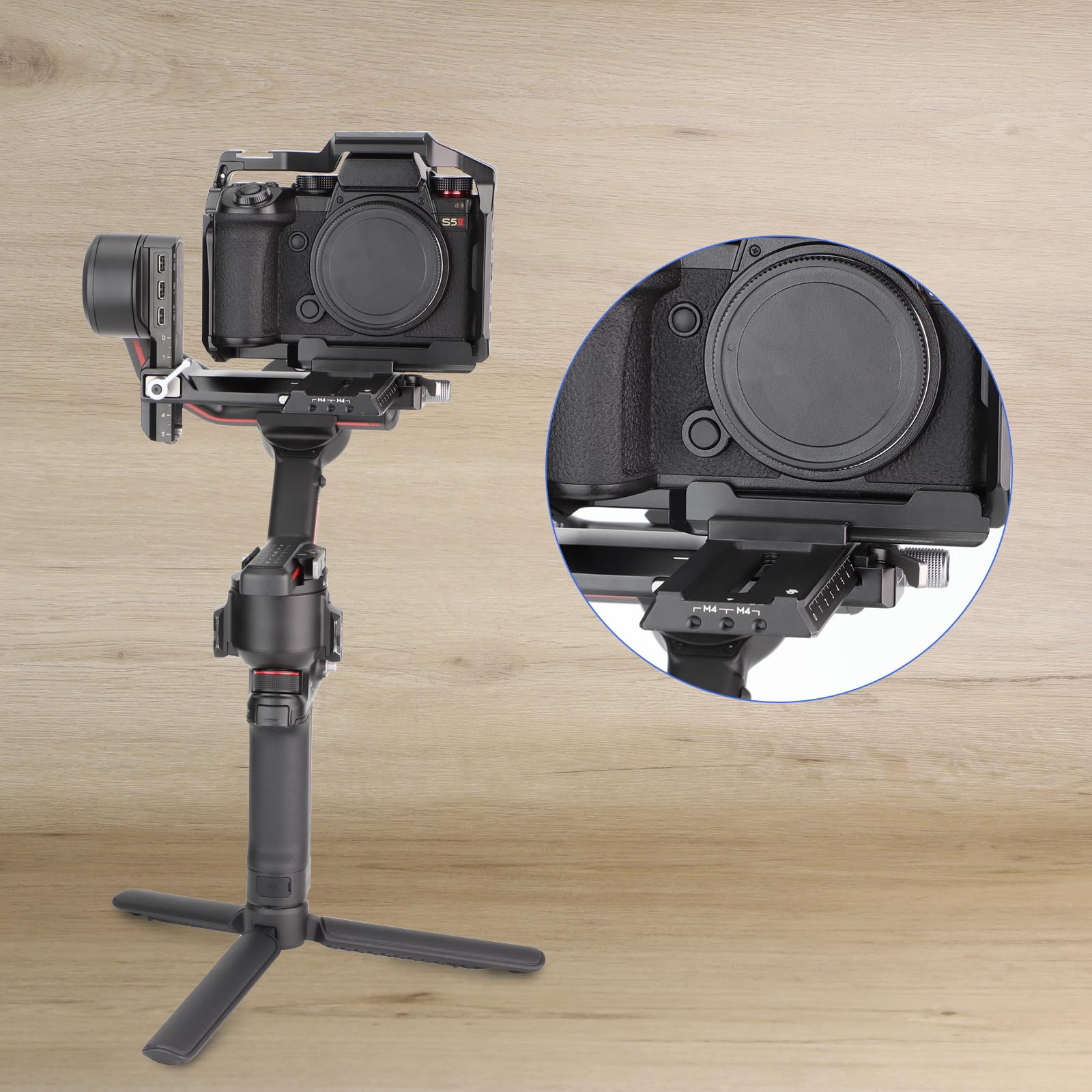 Leftfoto Cage de caméra S5 pour Panasonic LUMIX S5 II – Cadre de protection avec base Arca, rail NATO et filetages ARRI, compatible DJI RS2 – Prise de vue vidéo Vlog